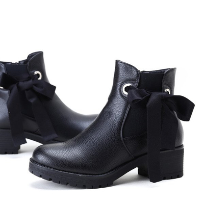 Czarne botki na niskim słupku Victoria - Obuwie