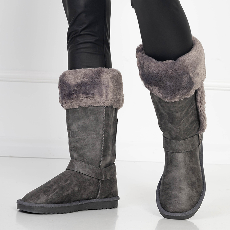 Šedé snehule do polovice lýtok Obessi - Obuv