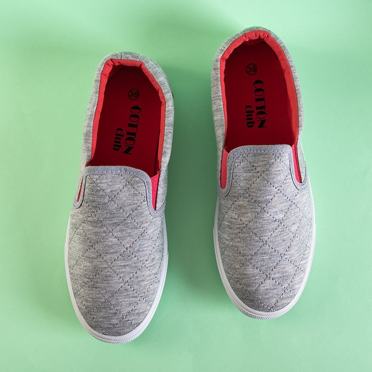 Šedý dámsky prešívaný návlek s fuchsiovými vložkami Weridia - Obuv