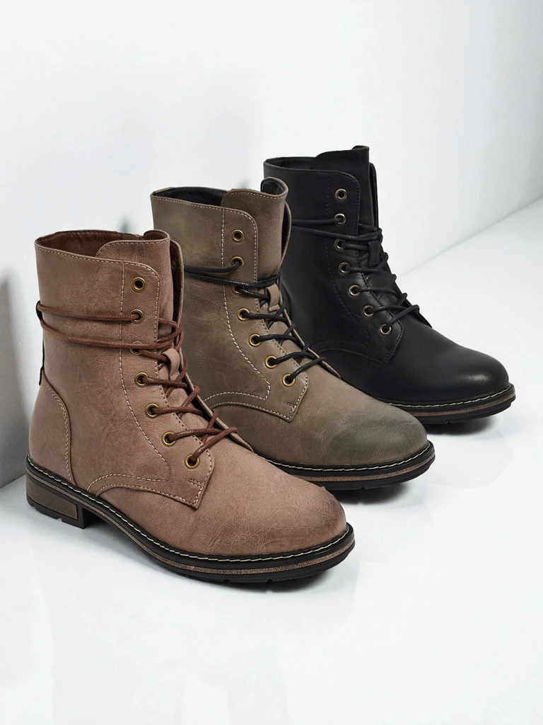 Ženski Gležnarji Flora Rjavi Sintetični Casual za Jesen