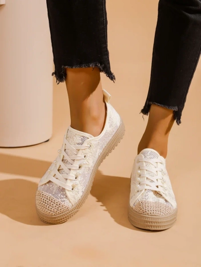 Royalfashion Dámske čipkované tenisky so trblietkami Nille