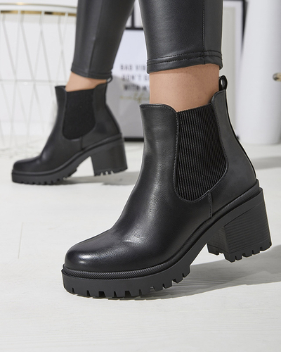 OUTLET Čierne dámske čižmy na opätku Foccillo- Obuv