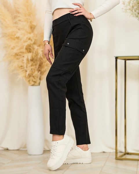 Royalfashion Dámske rovné bojové nohavice v čiernej farbe