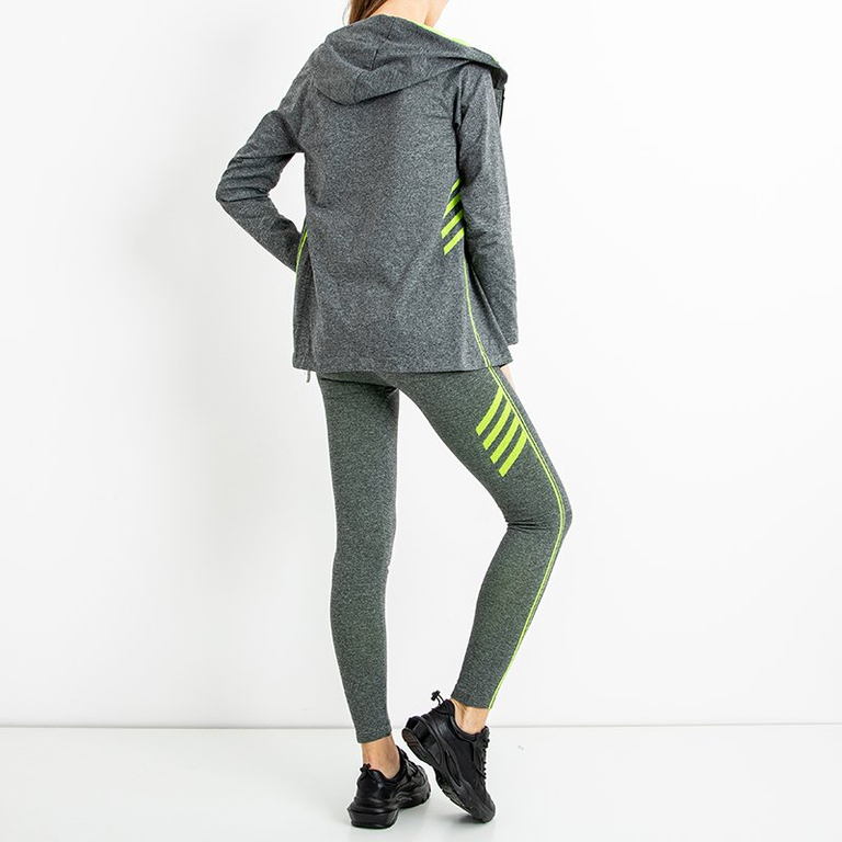 Šedá športová súprava s neónovozelenými vložkami - Oblečenie