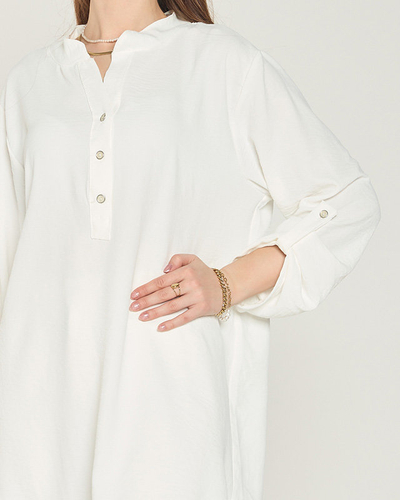 Dámske biele dlhé tričko na gombíky - Oblečenie