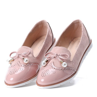 Różowe mokasyny z perełkami Lynh - Obuwie