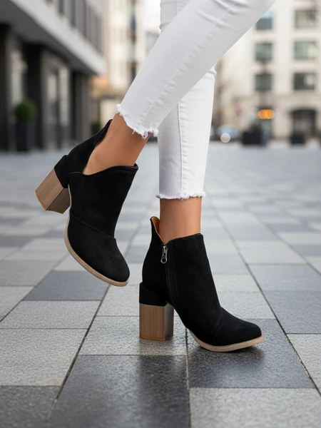 Čierne dámske členkové topánky s výrezmi Cintura - Obuv