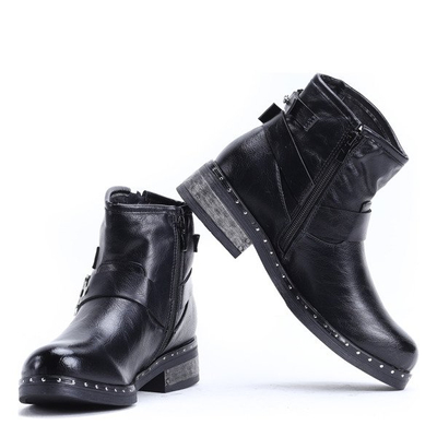 Czarne botki ze sprzączkami Tricia- Obuwie