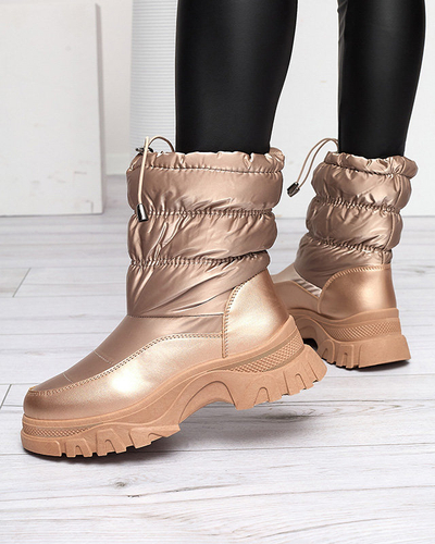 OUTLET Ružovo-zlaté dámske prešívané snehule Dessi - Obuv