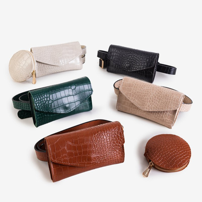 Zelená dvojdielna ľadvinka a'la hadej kože - Kabelky