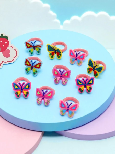 Farebné gumičky do vlasov s motýlikmi