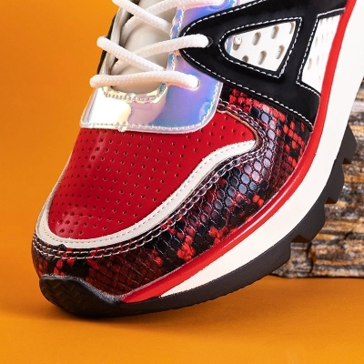 OUTLET Biele a červené tenisky s farebnými vložkami Meia - Footwear