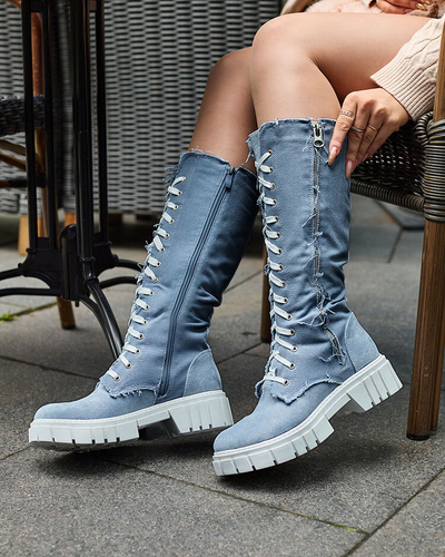 Royalfashion Modré dámske látkové čižmy Leconen