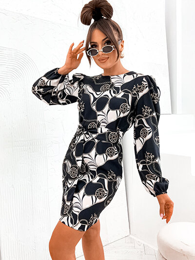 Royalfashion dámske šaty s ozdobnou potlačou