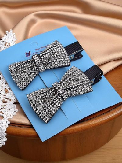 Royalfashion Súprava 2 sponiek do vlasov s mašľami a kamienkami Isadora