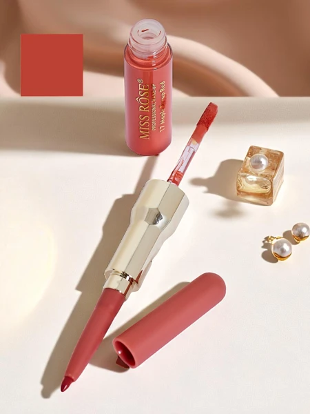 Tekutý rúž a kontúrovacia ceruzka na pery 2-v-1 Jahodová pena