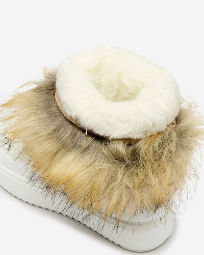 Royalfashion Detské slip-on topánky a'la snow boots s kožušinou v bielej farbe Asika