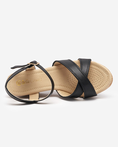 Dámske čierne klinové sandále Helia - Topánky