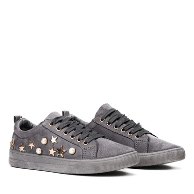 Szare tenisówki z ozdobami Jasan - Obuwie