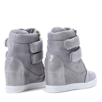 Szare sneakersy na koturnie Mea- Obuwie