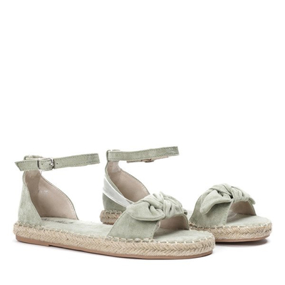 Zielone sandały z kokardką Ria - Obuwie