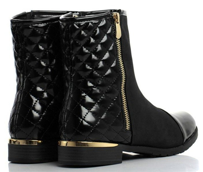 Czarne botki z pikowaniem - Obuwie