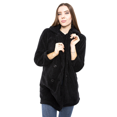 Čierna teplá dámska mikina na gombíky - Oblečenie