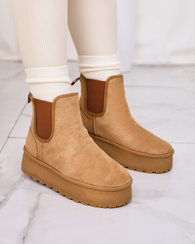 Royalfashion Hnedé dámske snehule na platforme Stiellsia