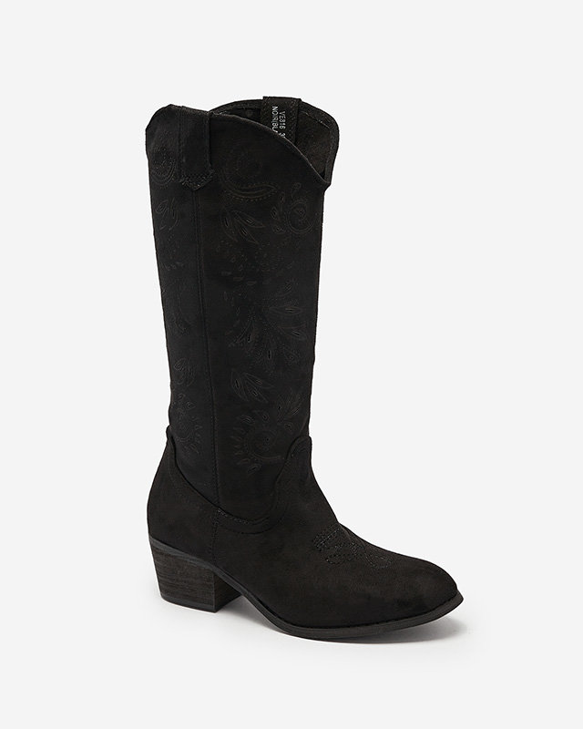 Čierne čižmy na nízkom podpätku Lieffi- Obuv