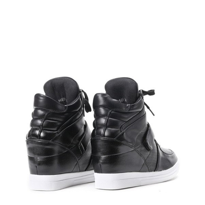 Czarne sneakersy na koturnie Ellen - Obuwie