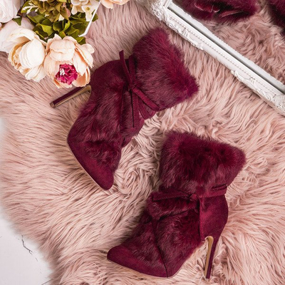 Bordowe botki na szpilce Pelage - Obuwie