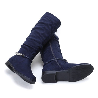 Granatowe kozaki Luca - Obuwie