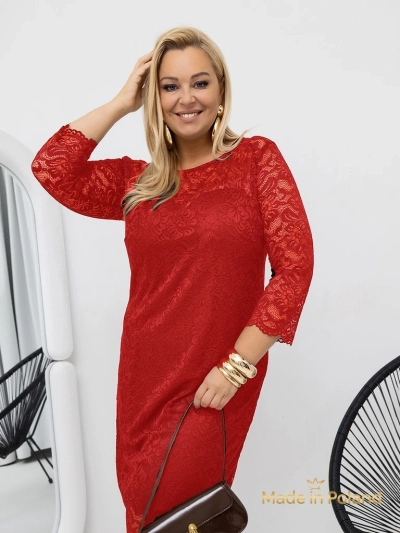 Čipkasta ženska midi obleka s 3/4 rokavi Elegant Star