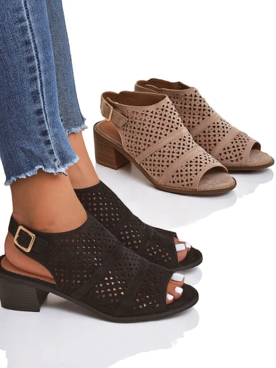 Royalfashion Ženski sandali z nizko peto z zračnim vzorcem Elira