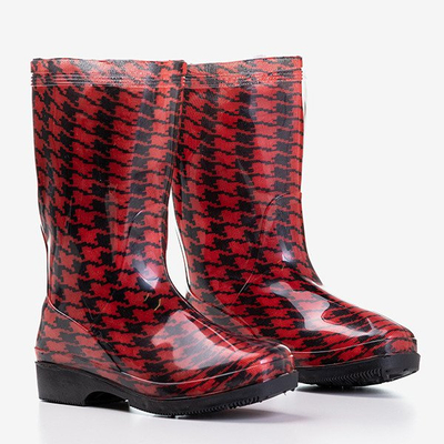 Červené houndstooth déšťové boty Lande - Footwear
