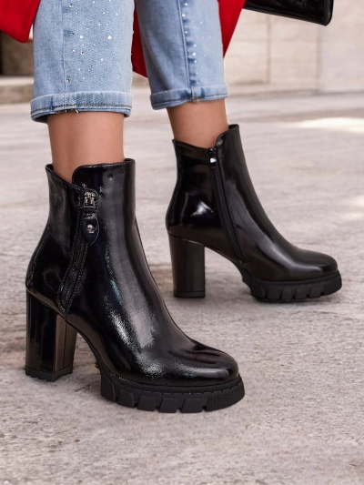 Royalfashion Patent dame ankel støvler på en stolpe Vemorro