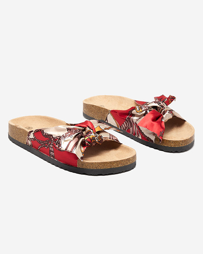 Červené dámske papuče s módnym látkovým zvrškom Laneso - Footwear