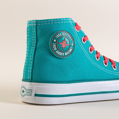 Mätové detské vysoké tenisky s koralovými šnúrkami Alvari - Obuv