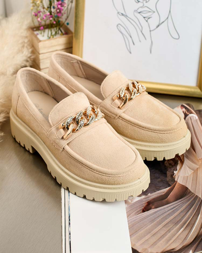 Royalfashion Dámske mokasíny z eko semišu s ornamentom Lehels