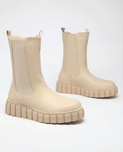 Royalfashion Dámske čižmy na vysokom podpätku vo farbe ecru Elicane