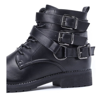 Czarne workery na płaskim obcasie Jordyn - Obuwie