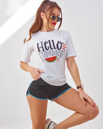 Royalfashion Dámsky športový set s tričkom a šortkami Hello Summer