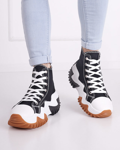 OUTLET Čierne dámske športové topánky a'la tenisky Oqapi - Obuv