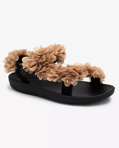 Royalfashion Béžové dámske sandále s kvetmi Alferroy