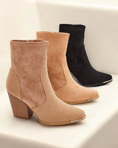 Royalfashion Eko-zamšové dámske čižmy na stĺpe Gris