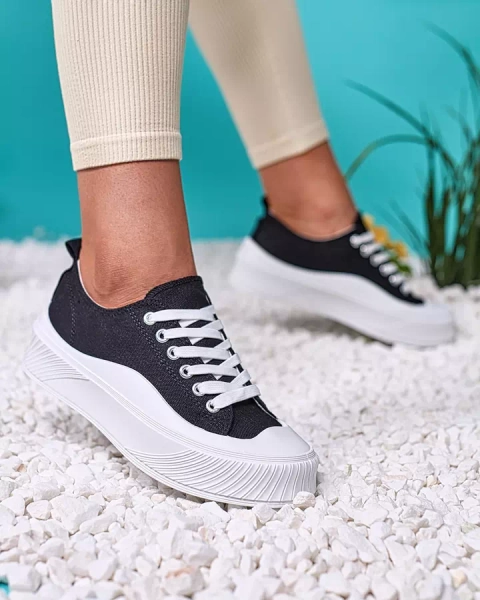 Royalfashion Čierne športové tenisky na platforme Luceri