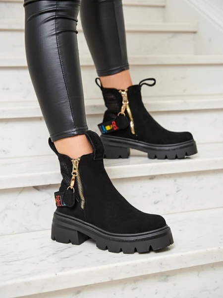 Dámske čižmy Royalfashion Eco semiš v čiernej farbe Refaset