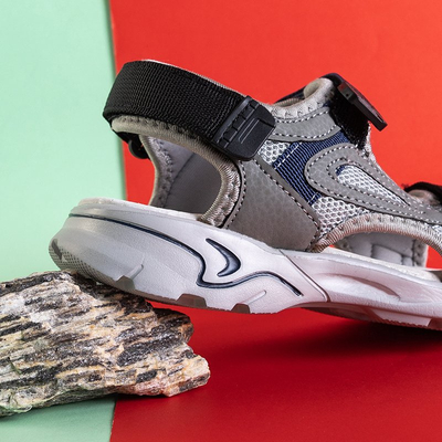 Šedé chlapčenské sandále na suchý zips Asitop - Topánky