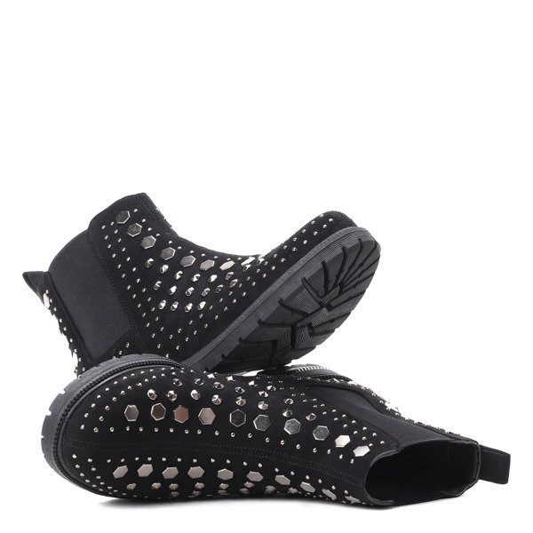 Czarne botki z eko zamszu Ellia- Obuwie