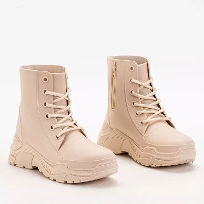 OUTLET Krémové dámske čižmy a'la gumáky Aiax - Obuv